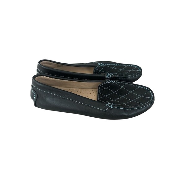 Driver Club USA Women’s Moccasins Size 5.5 Black Leather Slip-On Loafers - Picture 2 of 4